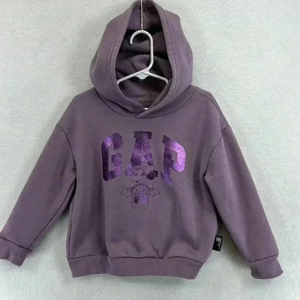 GAP x Disney Girls Hoodie Sweatshirt Size 4 Lavender Graphic Cotton/Polyester